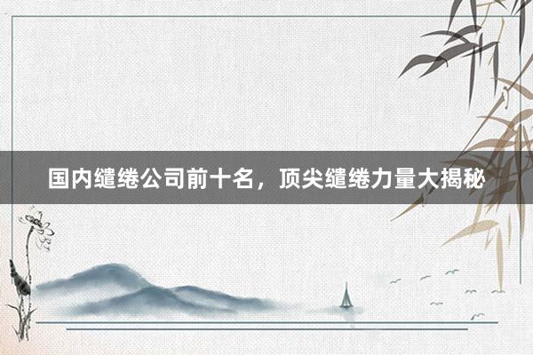 国内缱绻公司前十名，顶尖缱绻力量大揭秘