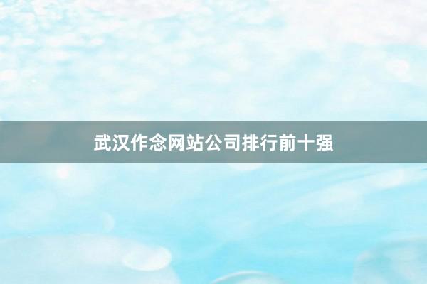 武汉作念网站公司排行前十强