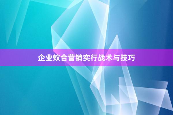企业蚁合营销实行战术与技巧